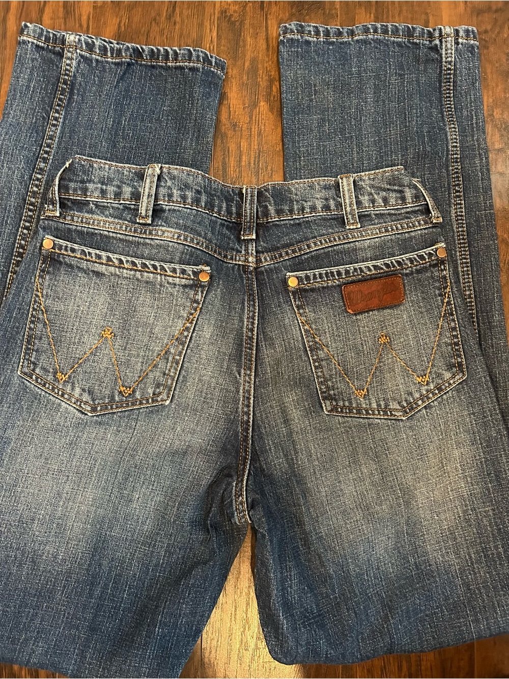Men's Bootcut Jeans in Faded Blue with Back Pocket Stitching